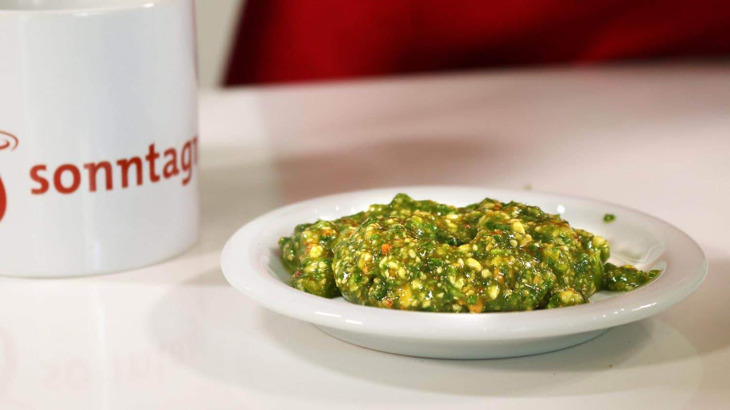 aufgewärmtes Pesto