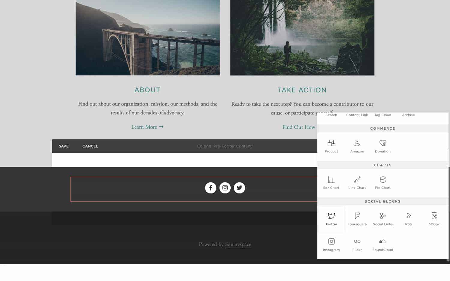 Squarespace Social Integration