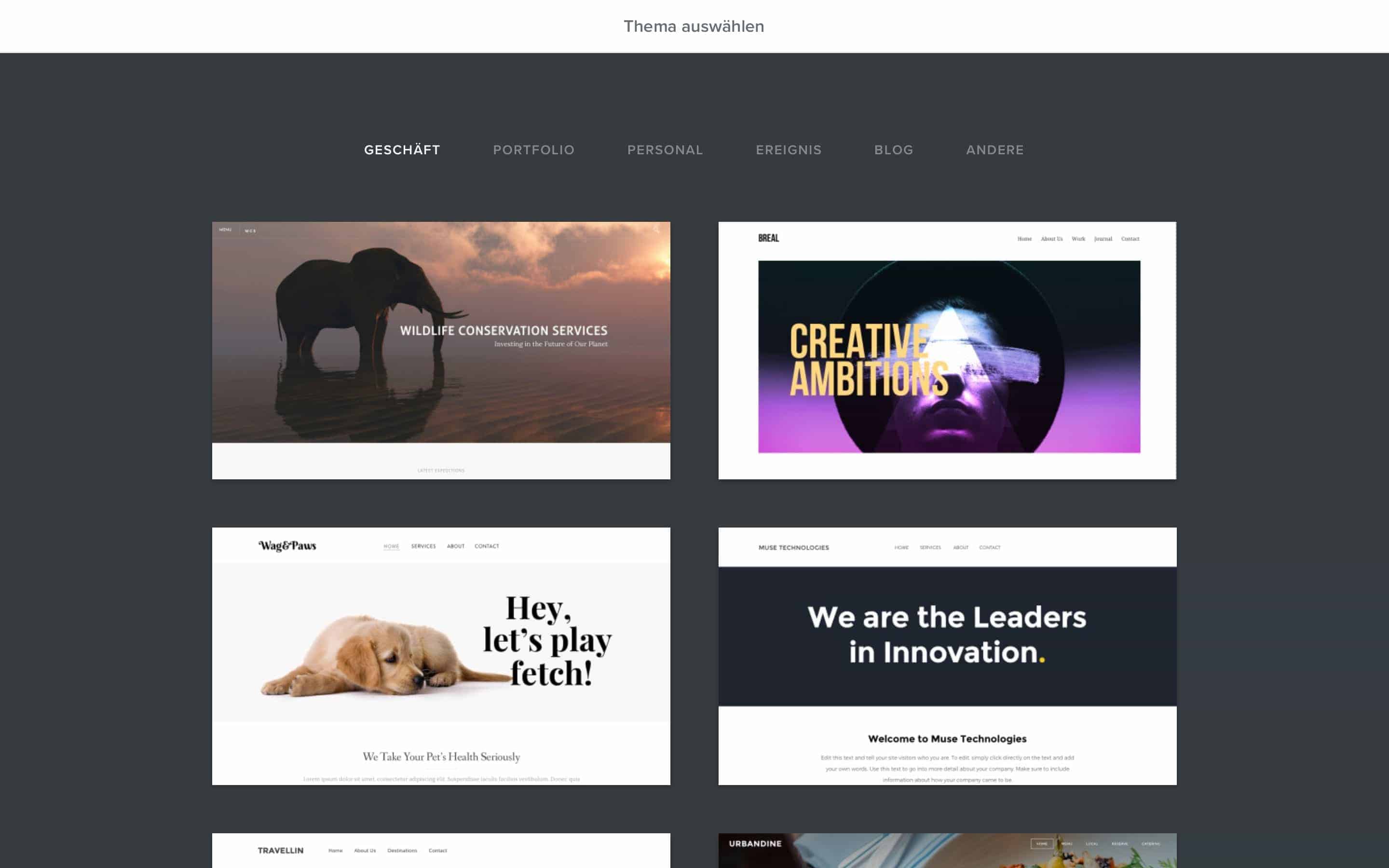 Weebly Designauswahl