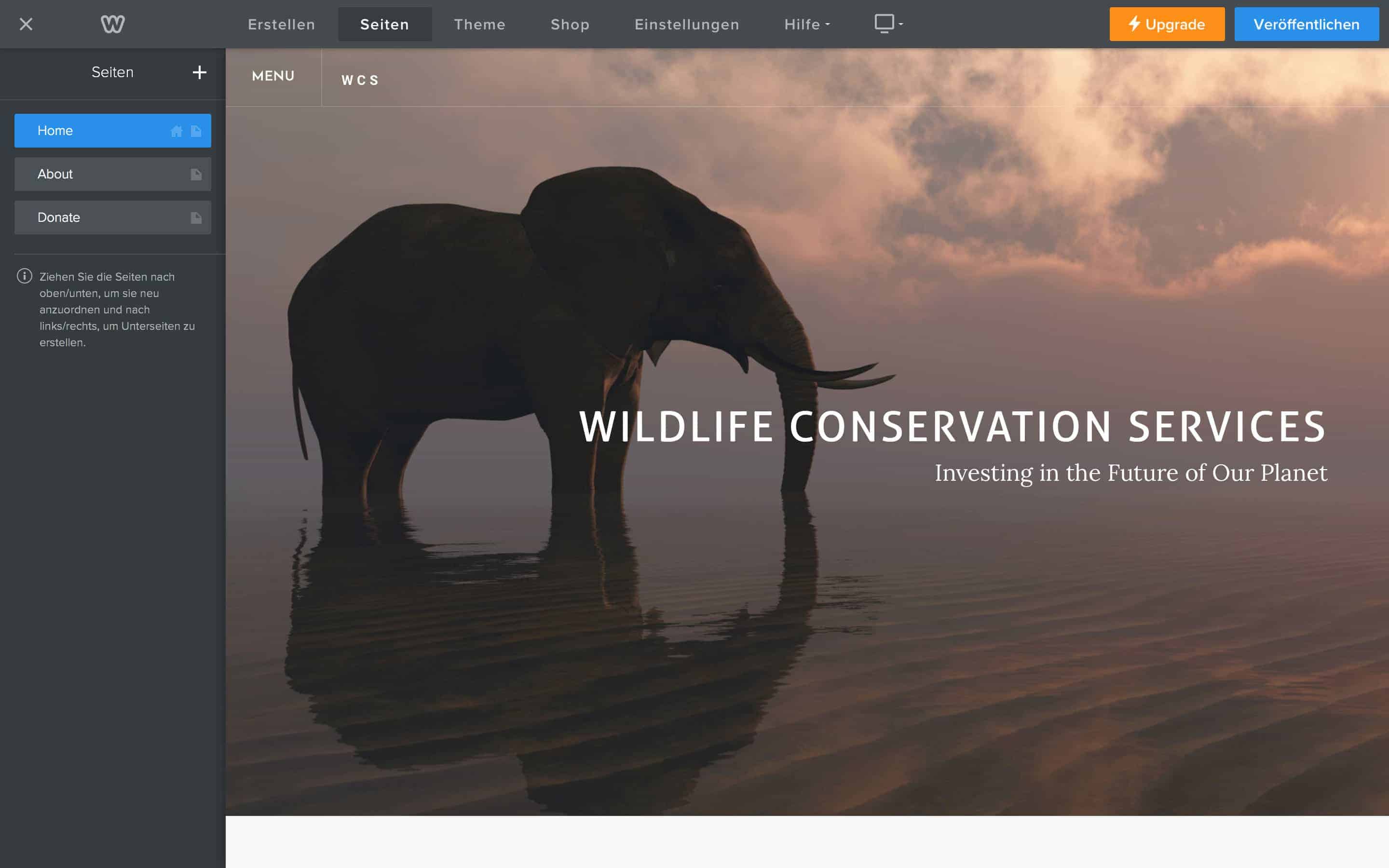 Weebly Seitenanordnung