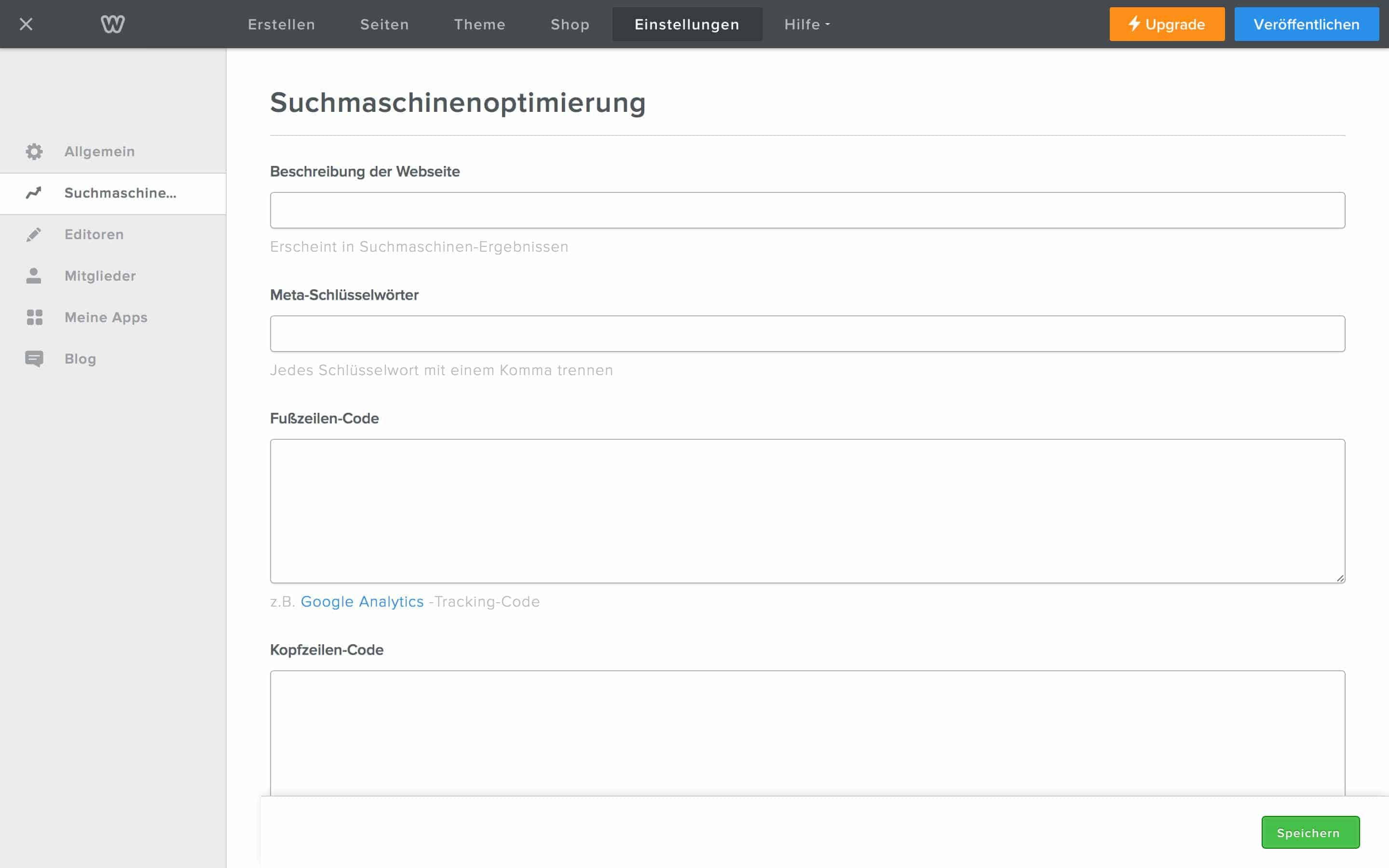 Weebly SEO Übersicht