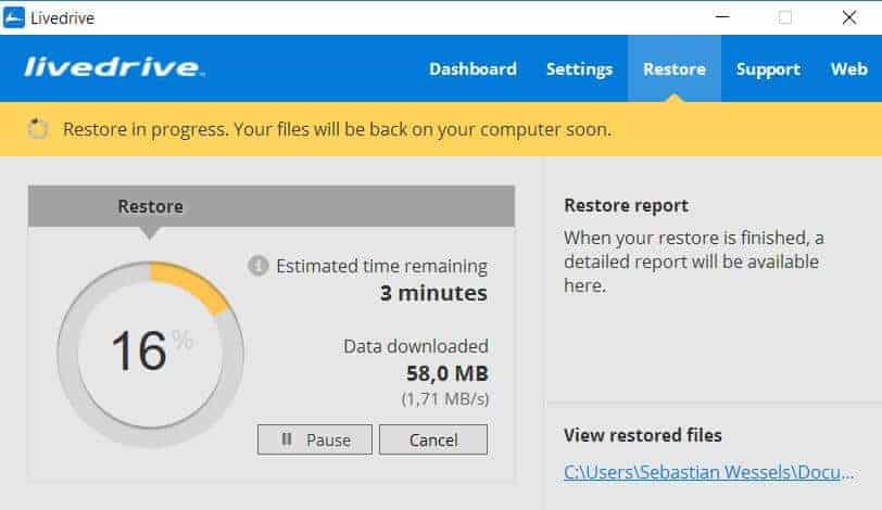 Livedrive Restore