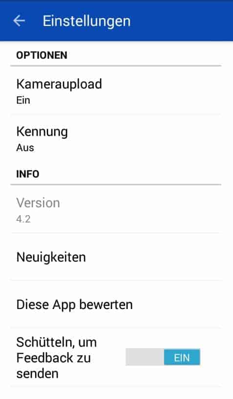 OneDrive App Einstellungen