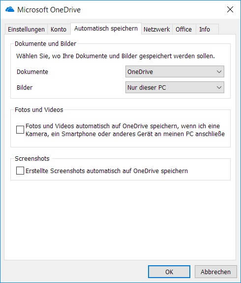 OneDrive automatisch speichern