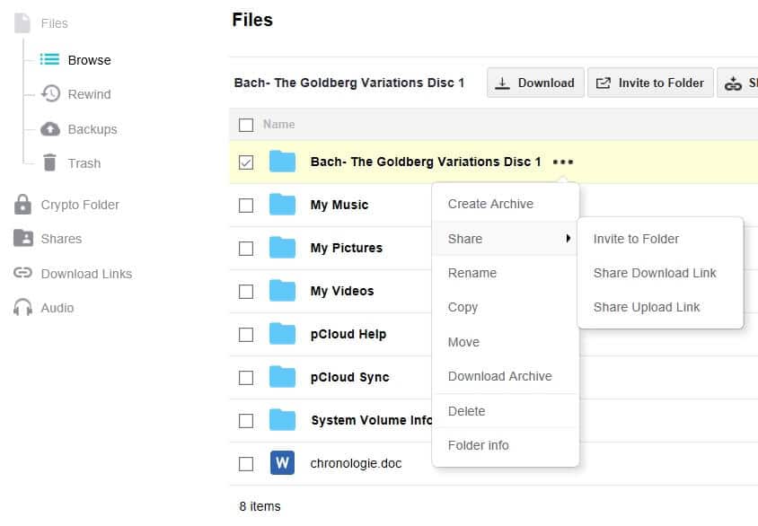 Pcloud Web Interface