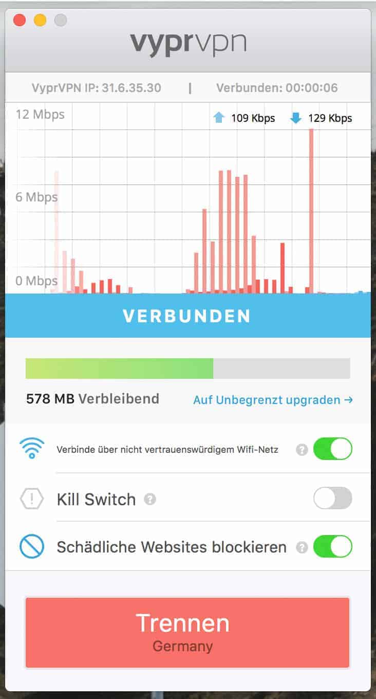 Vypr Programmfenster