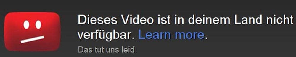 YouTube Meldung Laendersperre