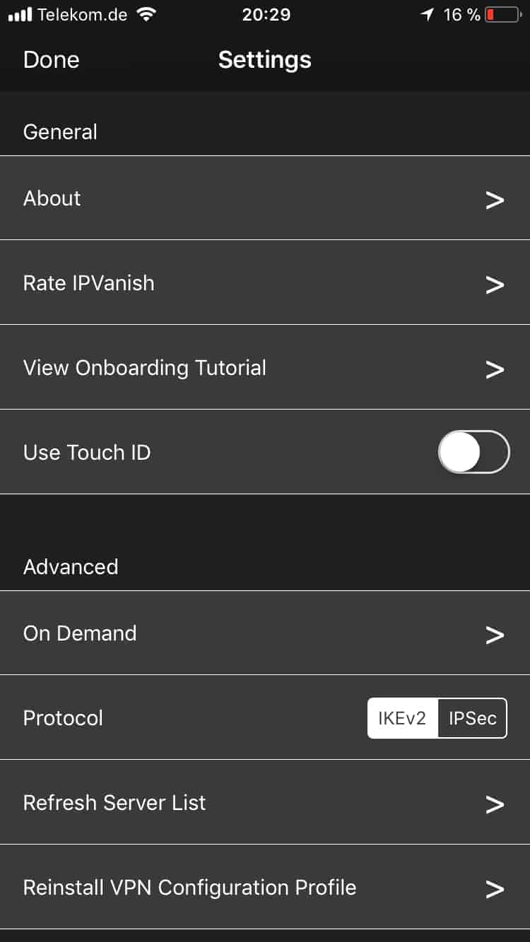 ipvanish-smartphone-settings