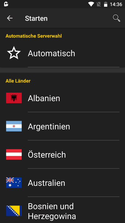 Cyberghost Länderauswahl