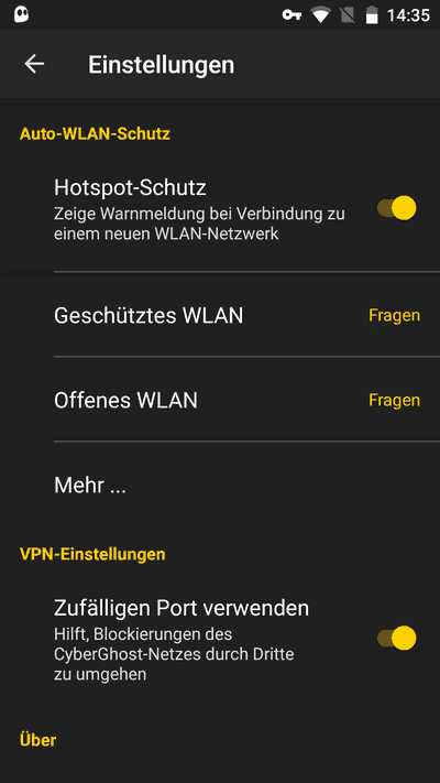 Cyberghost WLAN Hotspot
