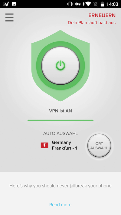 ExpressVPN aktiv