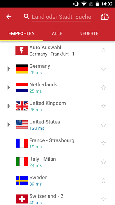 ExpressVPN Antwortzeiten
