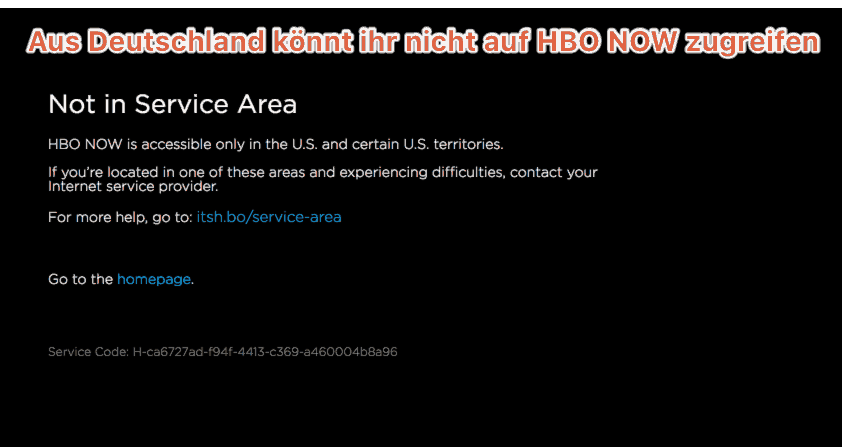 HBO NOW Fehlercode
