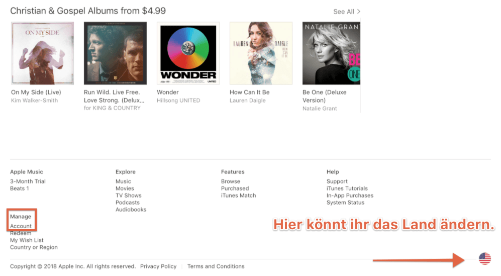 iTunes Land ändern