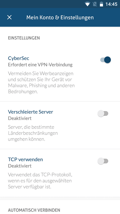 NordVPN Android Einstellungen