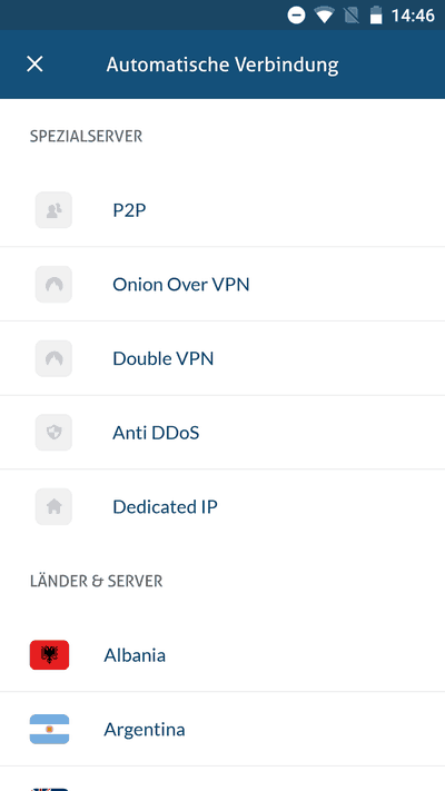 NordVPN Serverliste