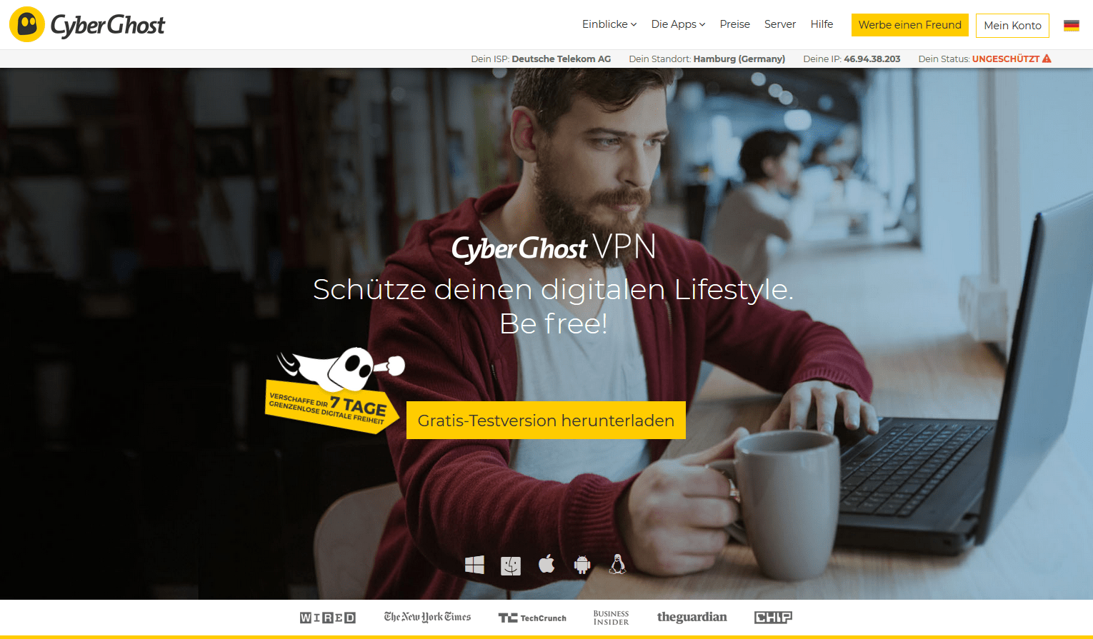 CyberGhost Webseite