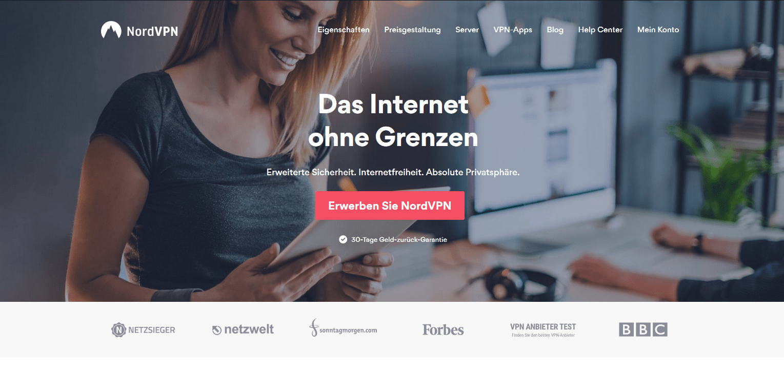 NordVPN Webseite