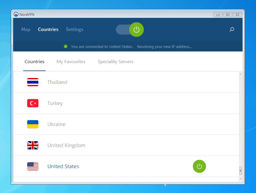 NordVPN aufgebaute Verbindung