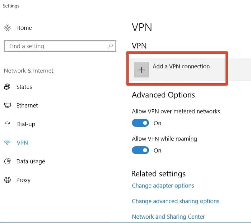 Auf VPN Verbindung hinzufügen klicken