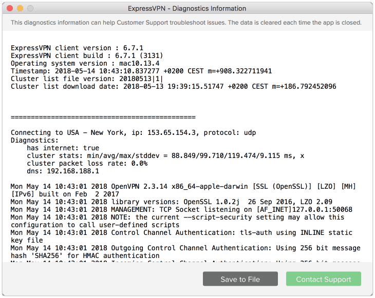 ExpressVPN Diagnostik