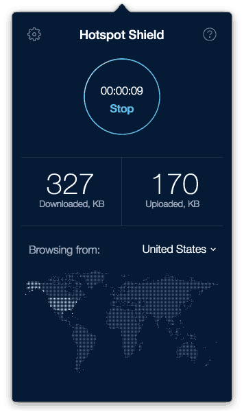 Hotspot Shield zeigt den Datenverbrauch an