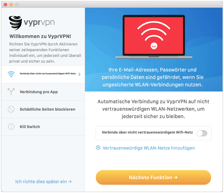 VyprVPN WLAN-Einrichtung