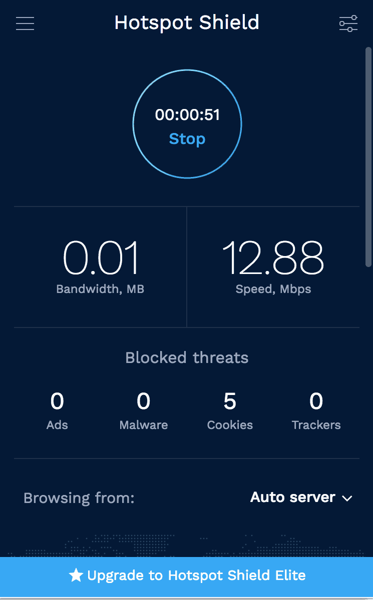 Anwendungsoberfläche Hotspot Shield