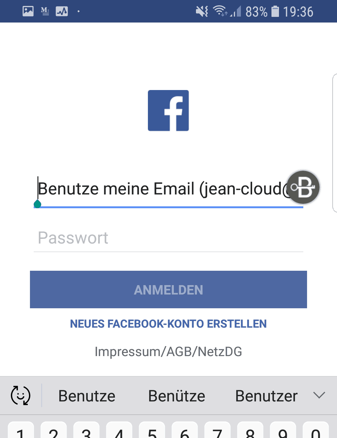 Blur Passwort-Manager – App-Fehler bei Facebook