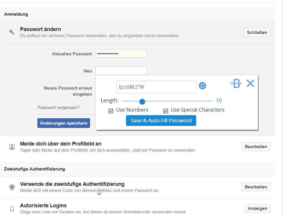 Blur Passwort-Manager – Passwort-Generator
