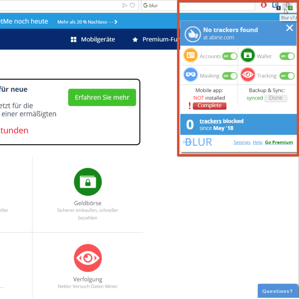 Blur Passwort-Manager – Plug-in