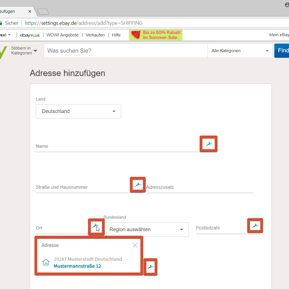 Dashlane Adresse ausfuellen