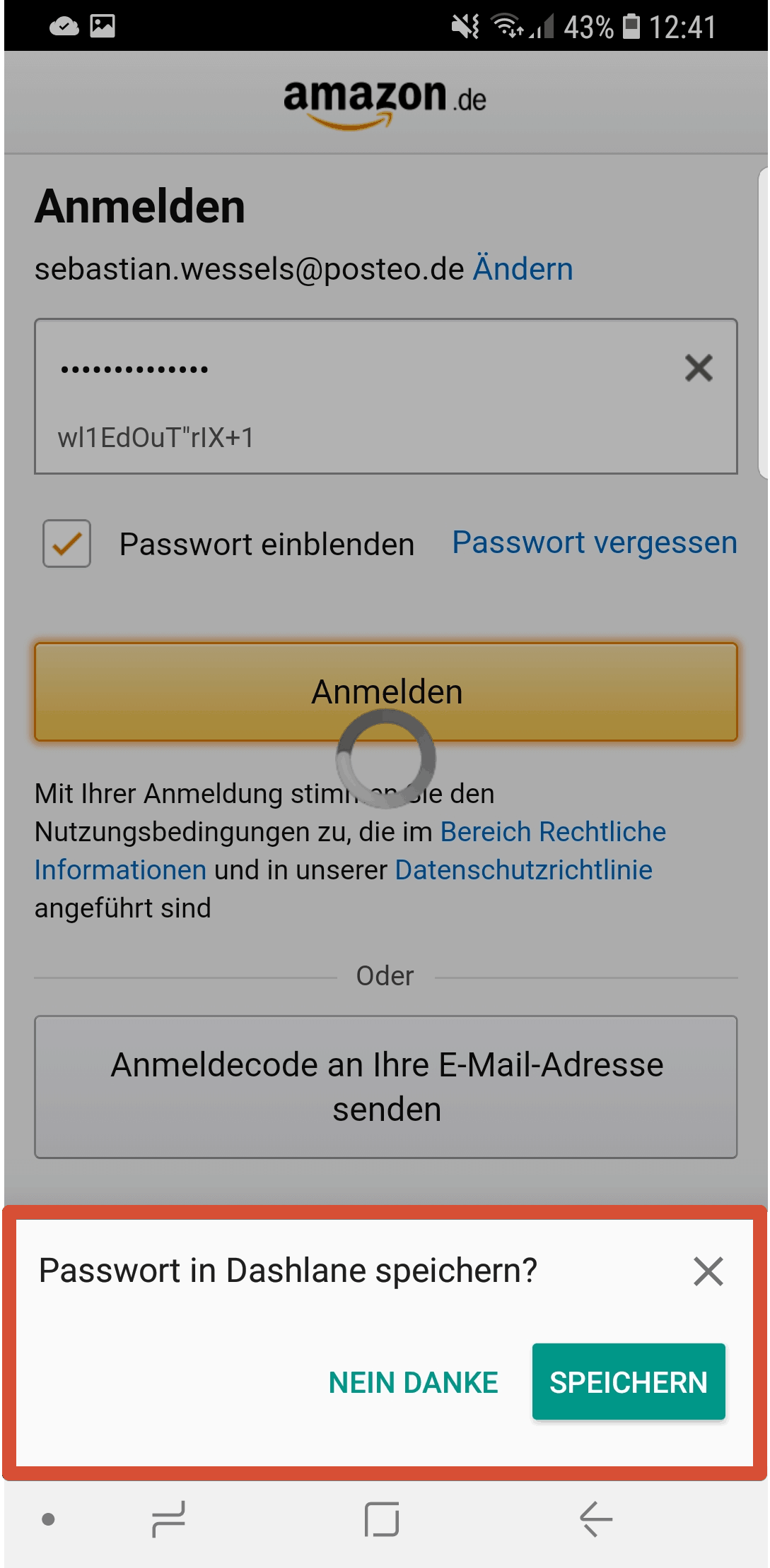 Dashlane App automatisches speichern