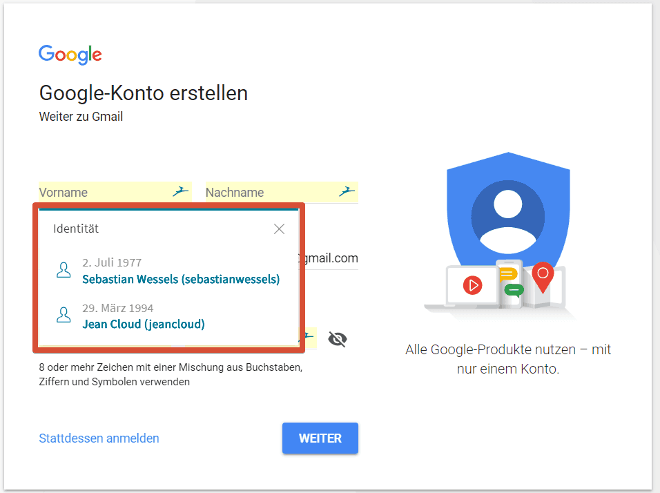 Dashlane Google Konto eroeffnen 3