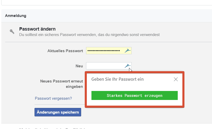 Dashlane Passwort-Änderung