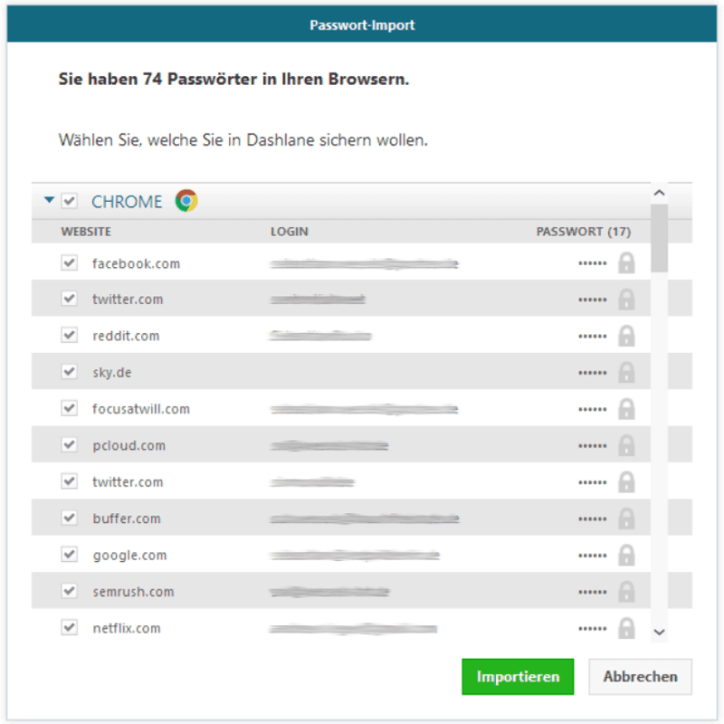 Dashlane Passwort Import