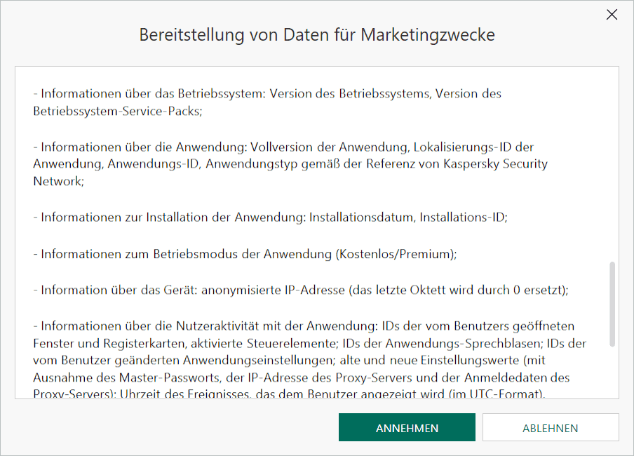 Kaspersky Password Manager – Marketing-Erklärung