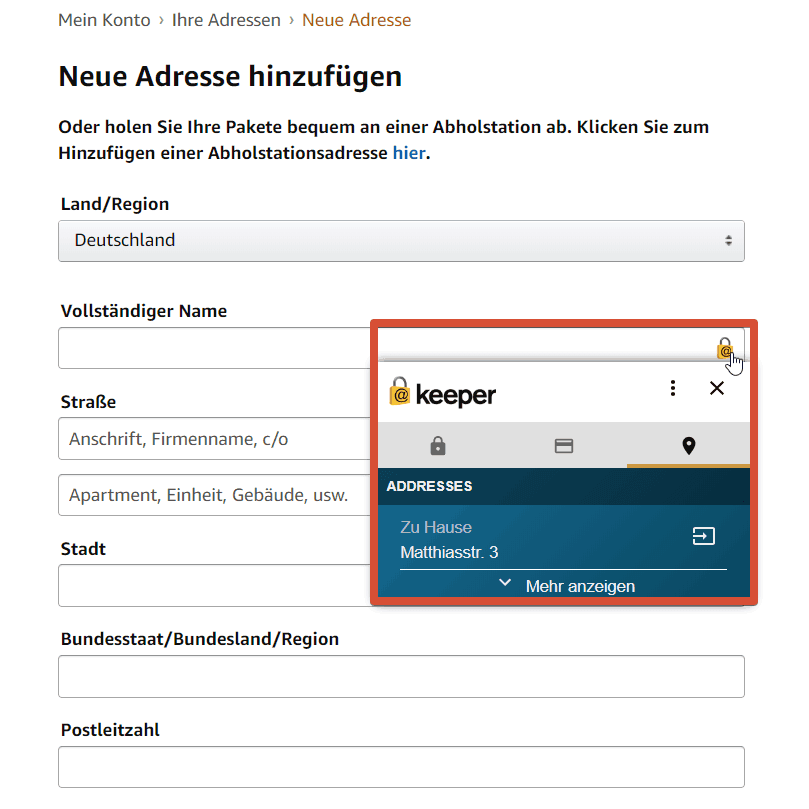 Keeper Adresse Amazon