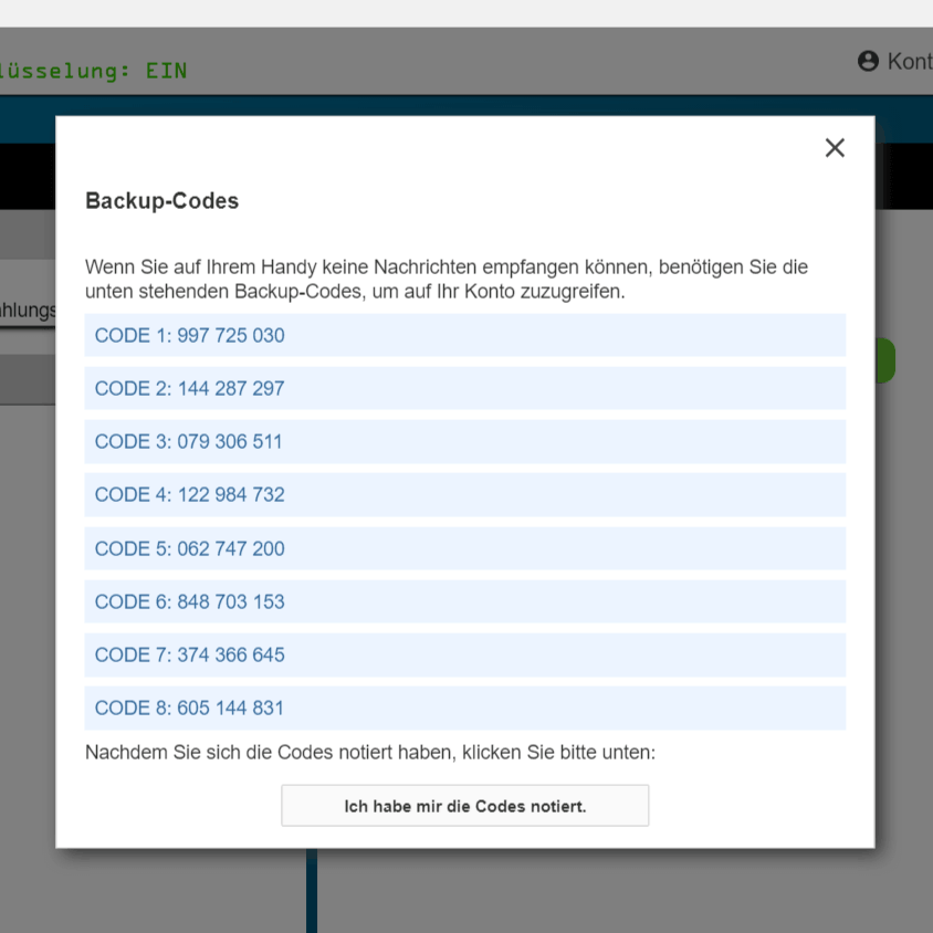 Keeper Backup Codes