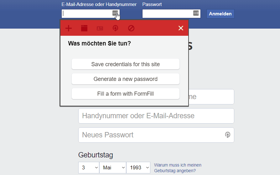 Unbekannter Formular Login