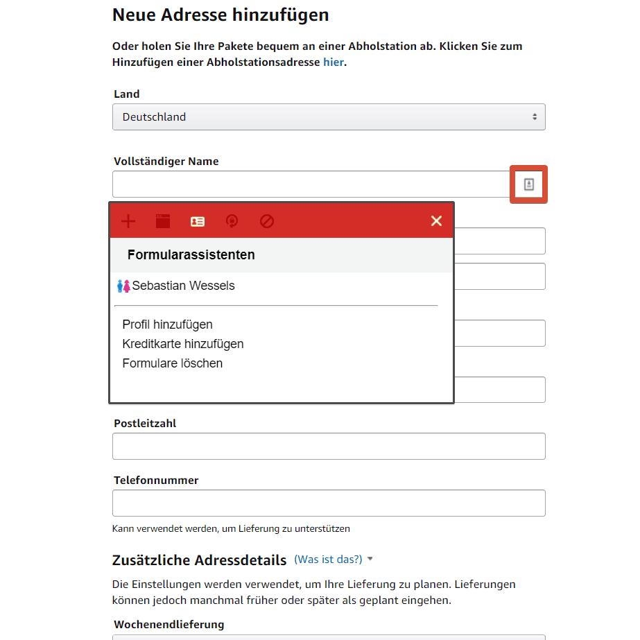 Lastpass Formularassistent
