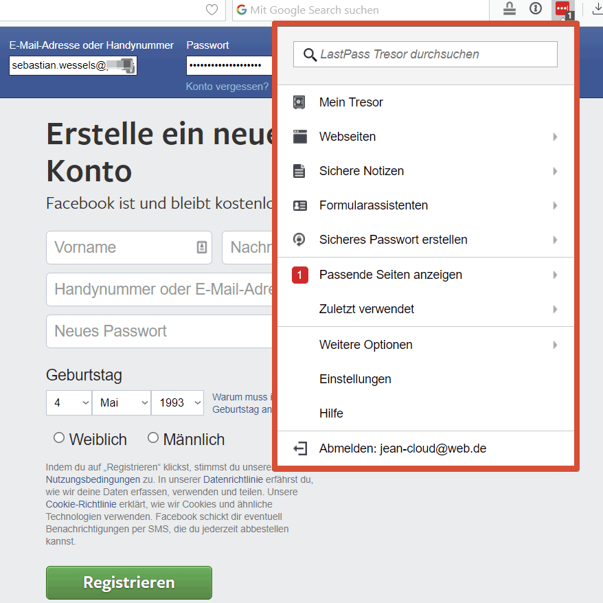 Zugriff auf Lastpass-Daten