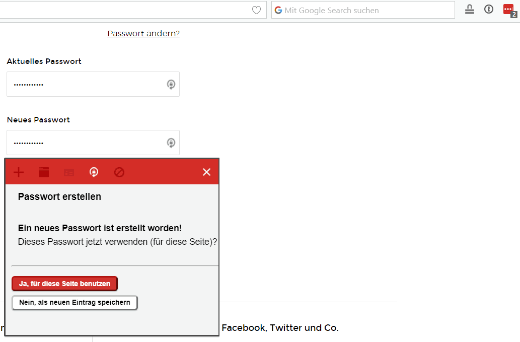 Passwort erstellt