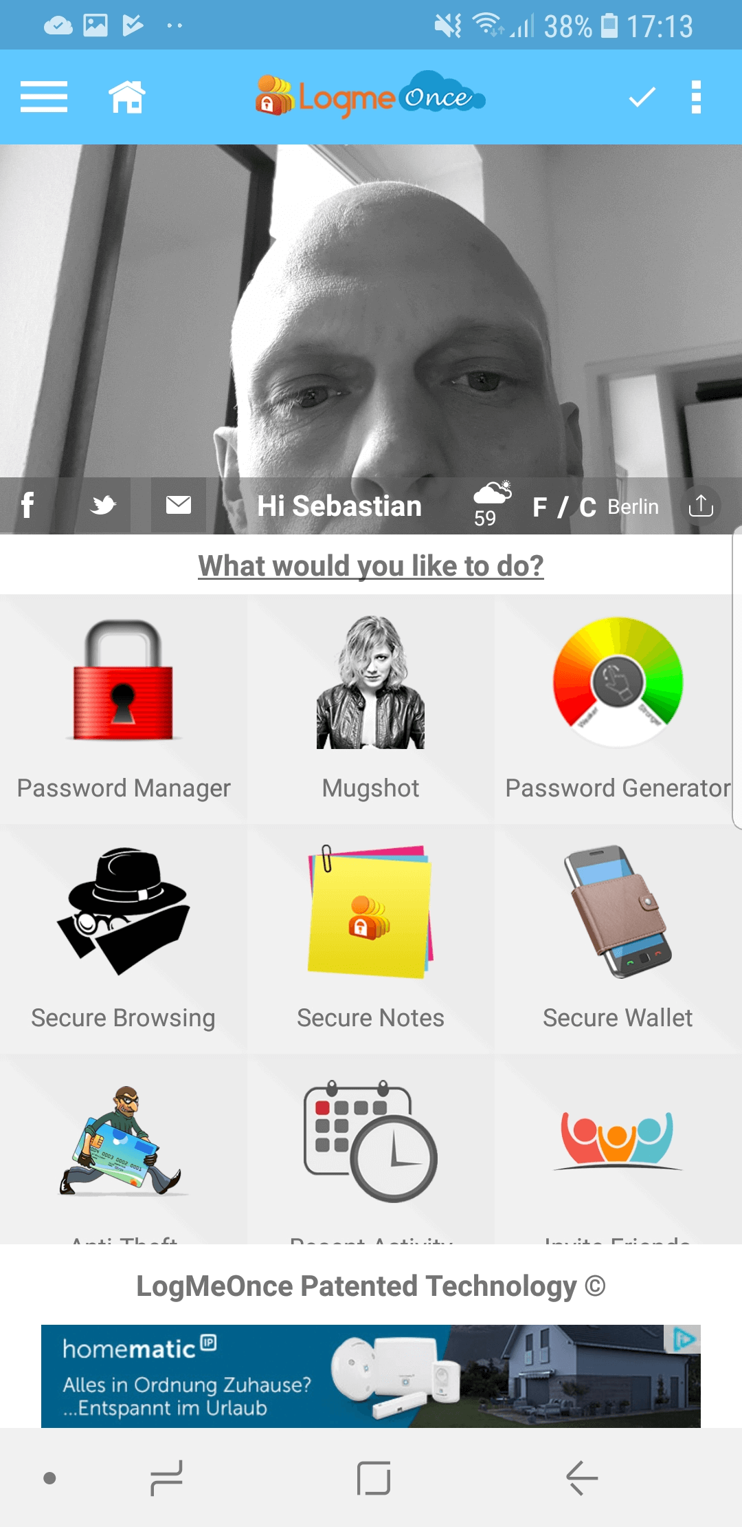 LogMeOnce – das App-Dashboard