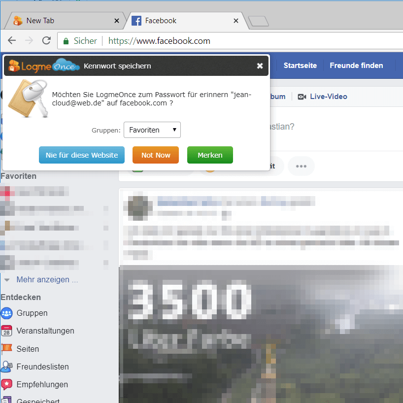 LogMeOnce – Facebook-Passwort wurde automatisch gespeichert