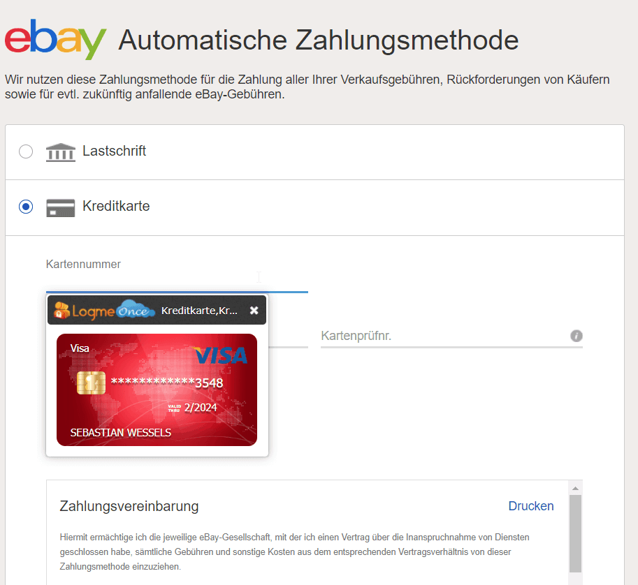 LogMeOnce – Kreditkarte eBay