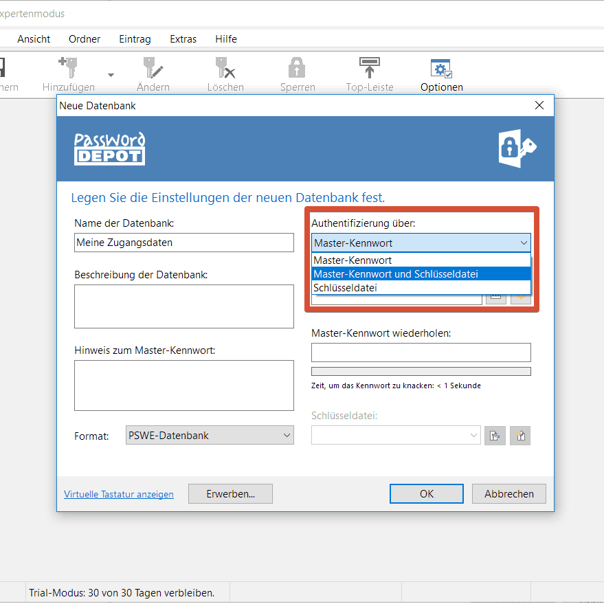 Password Depot Authentifizierung