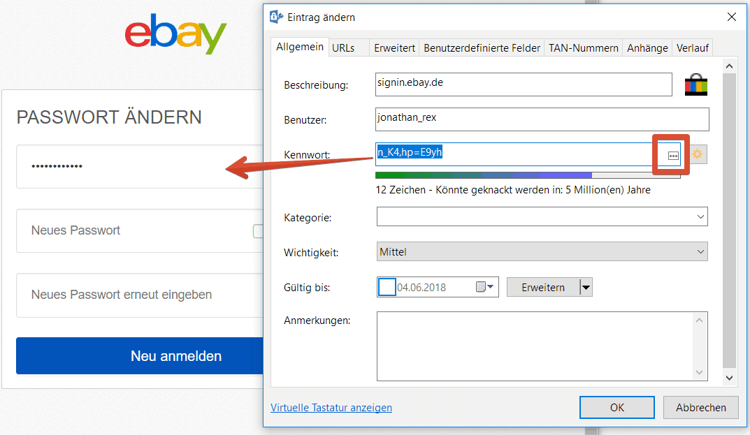 Password Depot Ebay Eintrag bearbeiten