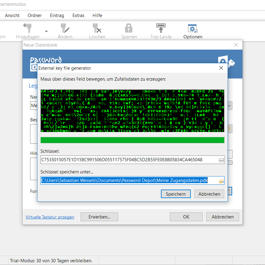 Password Depot Schluesseldatei