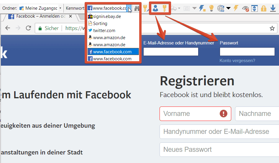 Password Depot Top Leiste Anmeldung